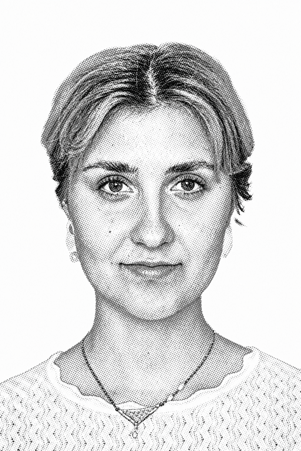 Porträt von Clara Zimmermann im Schwarz-Weiß-Raster